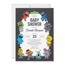 Sesame Street-figurer Kritskrifts Babyshower