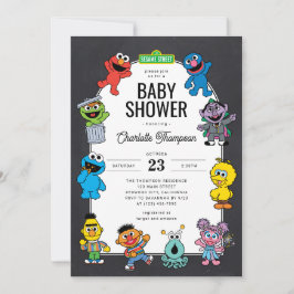 Sesame Street-figurer Kritskrifts Babyshower Inbjudningar