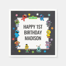 Sesame Street-figurer Krittavla Födelsedag Pappersservett