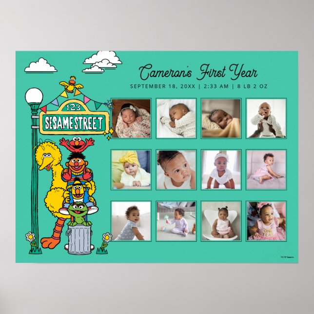 Sesame Street-figurer och gatuskylt Poster (Framsidan)