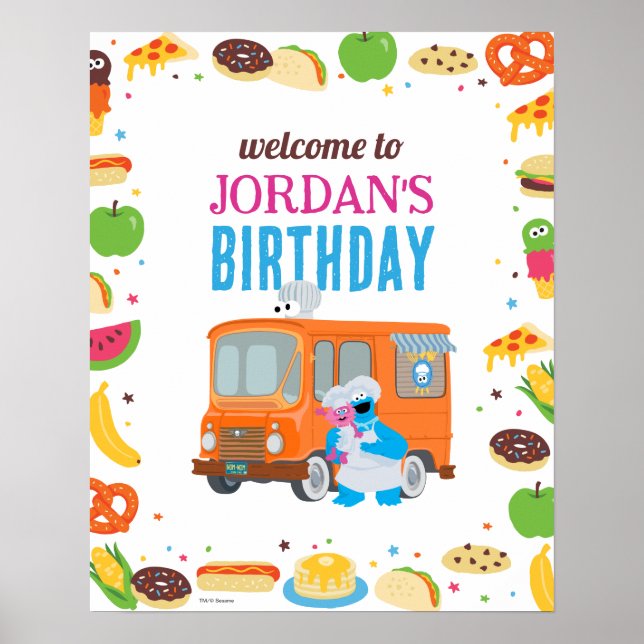 Sesame Street Foodie Lastbil Birthday-tecken Poster (Framsidan)
