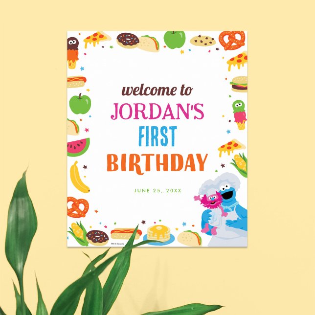Sesame Street Foodie Lastbil Birthday-tecken Poster (Poster on wall)