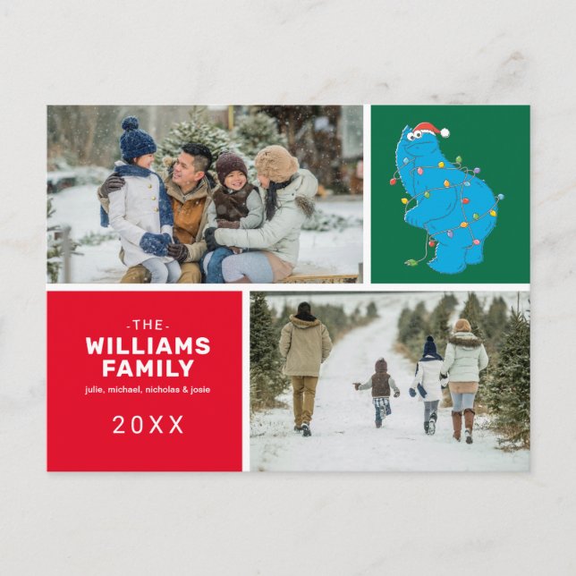 Sesame Street | Foto av Cookie Monster-familjen Helg Vykort (Framsida)