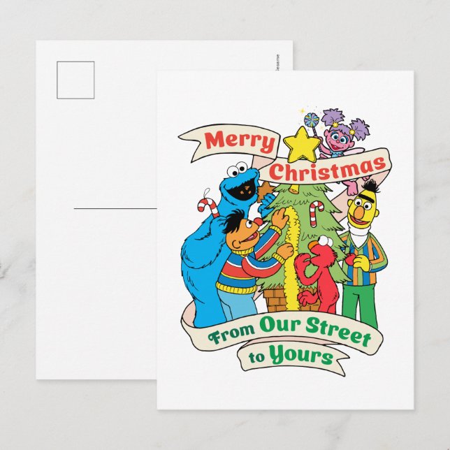 Sesame Street God Jul Holiday Helg Vykort (Fram/baksida)