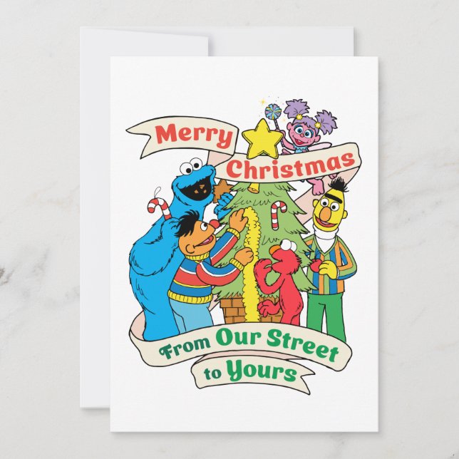 Sesame Street God Jul Holiday Julkort (Framsida)