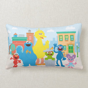 Sesame Street Grannskaps scen Lumbarkudde
