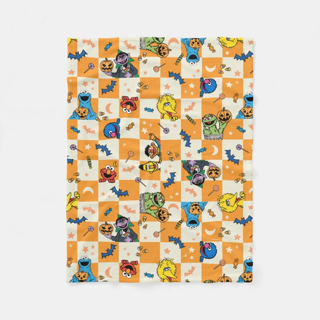Sesame Street Halloween Checkered Mönster Fleecefilt (Framsidan)