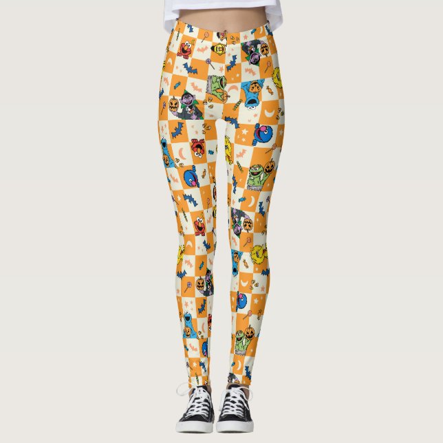 Sesame Street Halloween Checkered Mönster Leggings (Framsida)
