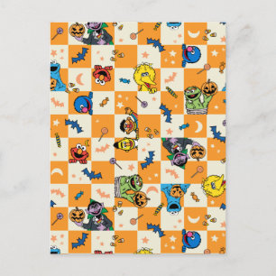 Sesame Street Halloween Checkered Mönster Vykort