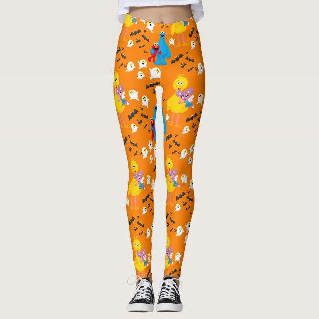 Sesame Street Halloween Fladdermus & Spöken Mönste Leggings (Framsida)