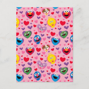 Sesame Street hjärtmönster för alla hjärtans dag Vykort