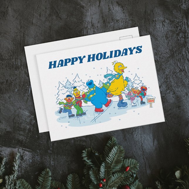 Sesame Street | Ice Sking Friends Vykort (Card on table)