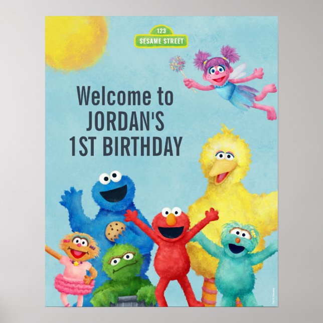 Sesame Street Illustration Birthday Välkommen Poster (Framsidan)