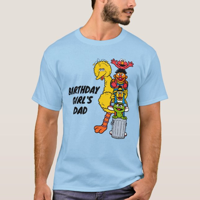Sesame Street | Jag är Birthday Girl's Pappa T Shirt (Framsida)