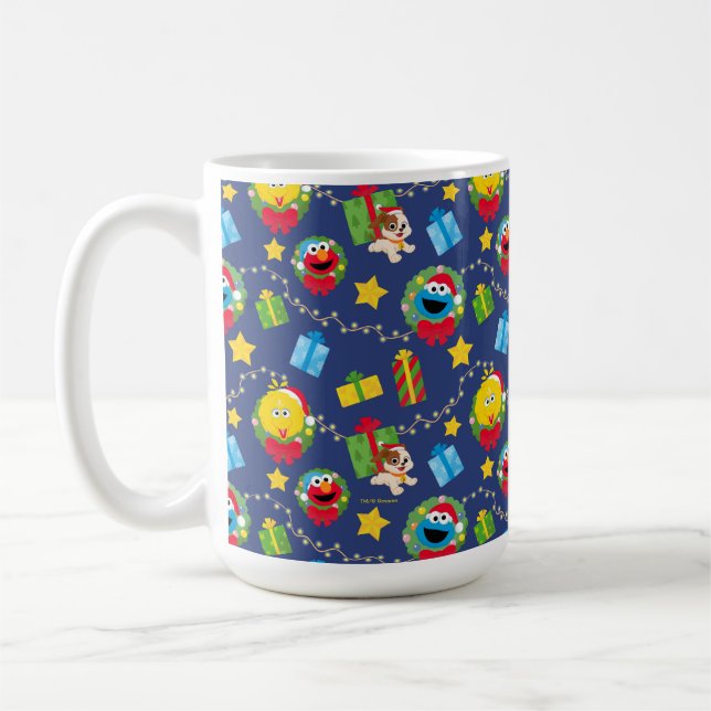 Sesame Street jul Ljus Mönster Kaffemugg (Vänster)