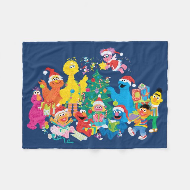 Sesame Street | Jul med hela Gang Fleecefilt (Framsidan (Horisontell))