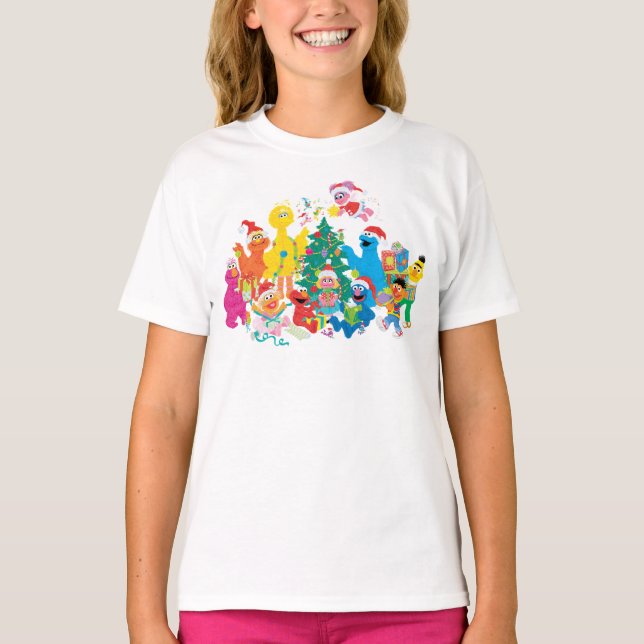 Sesame Street | Jul med hela Gang T Shirt (Framsida)
