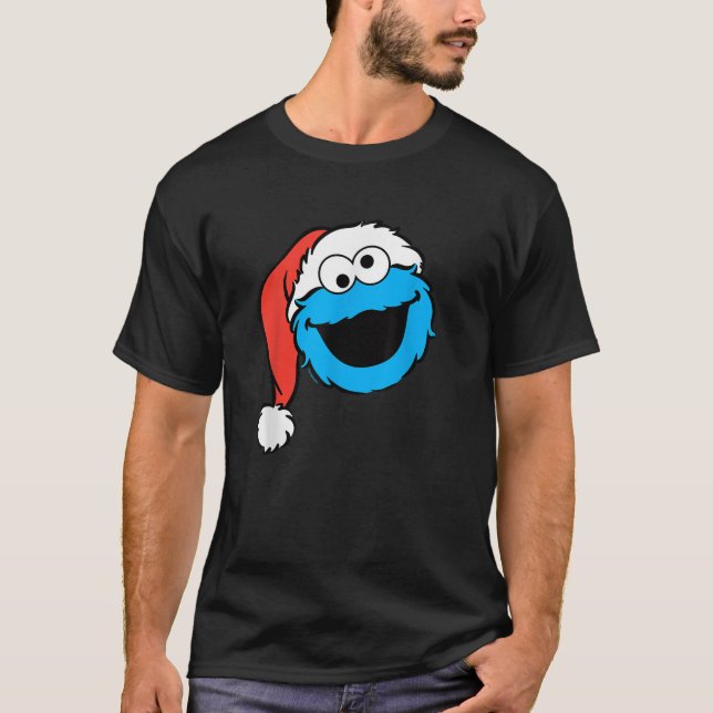 Sesame Street jul Santa Hat Cookie Monster F T Shirt (Framsida)
