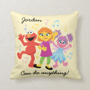 Sesame Street Julia, Elmo och Abby dansar Kudde