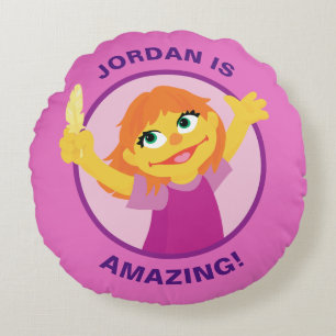 Sesame Street   Julia Holding Feather Rund Kudde