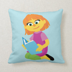 Sesame Street Julia läser en bok Kudde