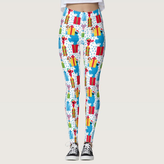Sesame Street Julklapp Mönster Leggings (Framsida)