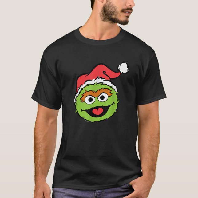 Sesame Street jultomten Hat Oscar Grouch T Shirt (Framsida)