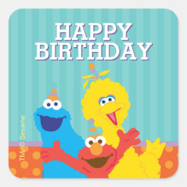 Sesame Street-karaktärernas födelsedagsfest Fyrkantigt Klistermärke