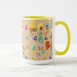 Sesame Street Lägenhetsfönster Mönster Mugg