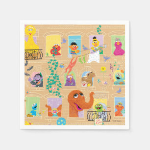 Sesame Street lägenhetsfönster mönster Pappersservett