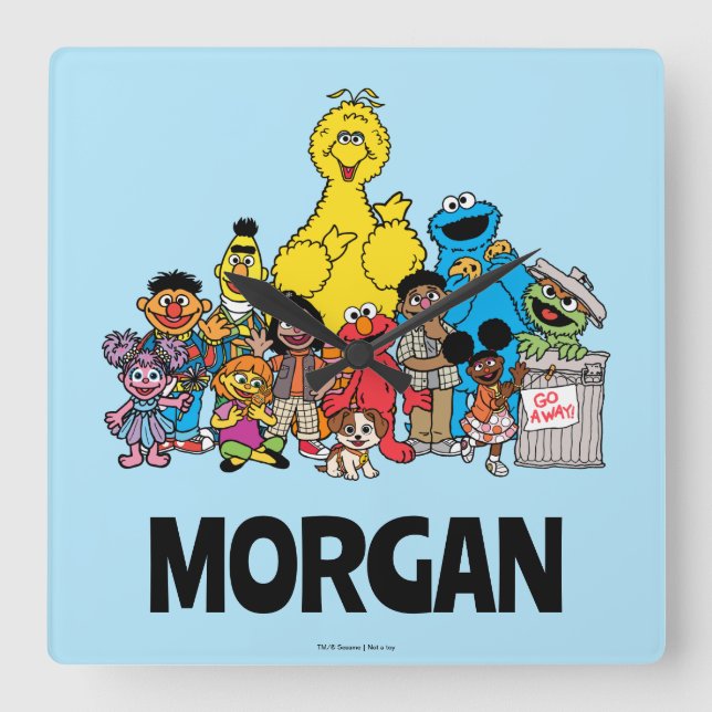 Sesame Street | Lägg till ditt namn genom att ange Fyrkantig Klocka (Framsida)