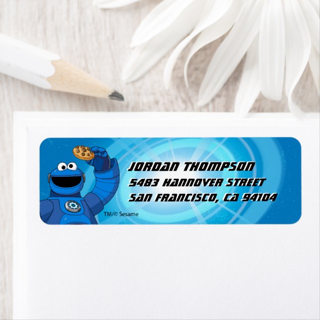 Sesame Street | Mecha Builders Cookie Monster Returadress Etikett (Insitu)