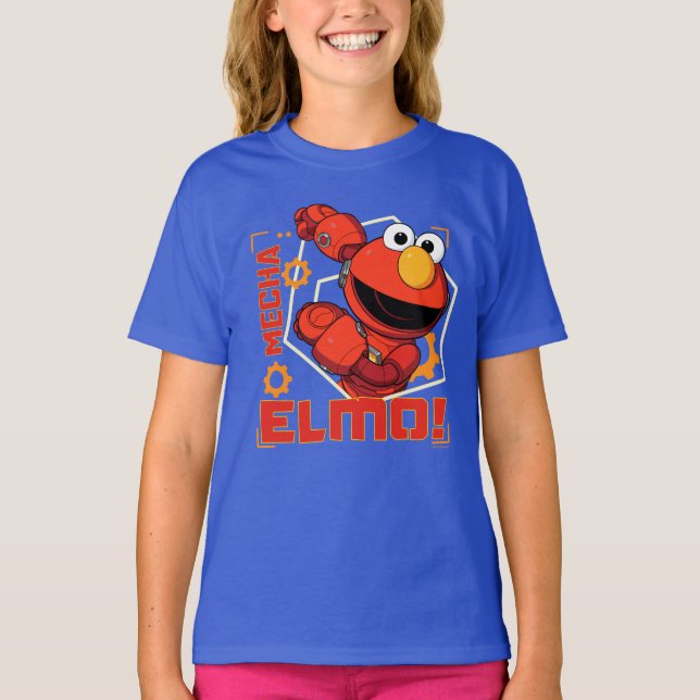 Sesame Street | Mecha Builders Elmo Design T Shirt (Framsida)