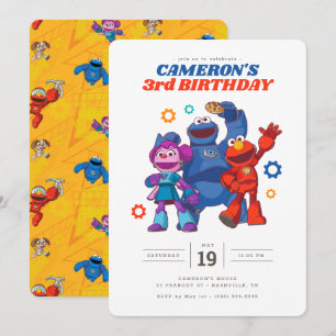 Sesame Street   Mecha Builders - födelsedag Inbjudningar