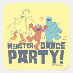 Sesame Street Monster Dance Party Fyrkantigt Klistermärke