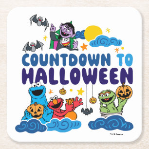 Sesame Street Nedräkning till Halloween Underlägg Papper Kvadrat