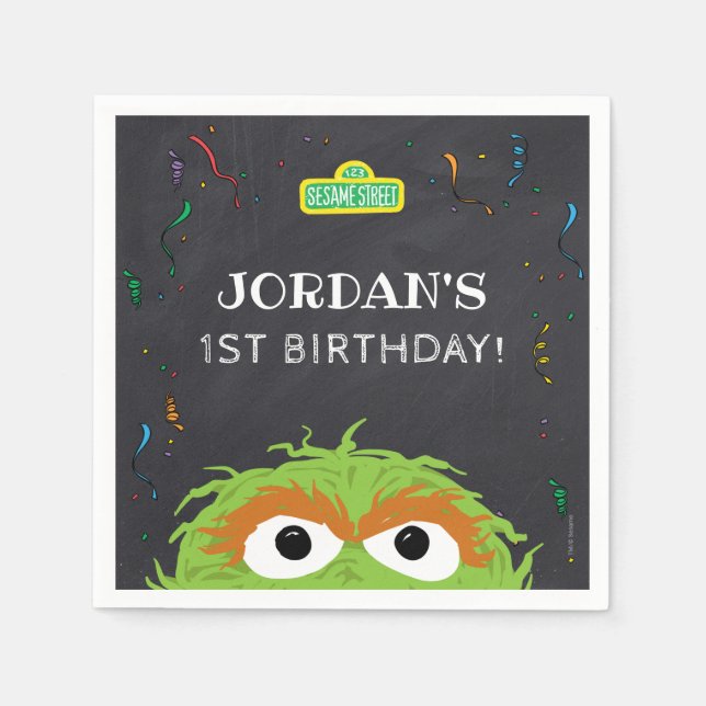 Sesame Street | Oscar Birthday Chalkboard Pappersservett (Framsidan)