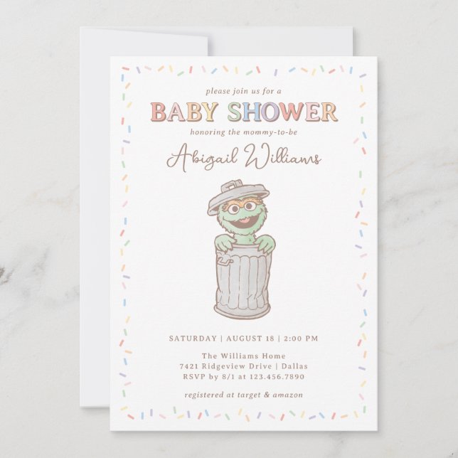 Sesame Street Oscar Confetti Baby Shower Inbjudningar (Framsida)