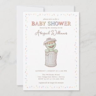 Sesame Street Oscar Confetti Baby Shower Inbjudningar