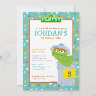 Sesame Street Oscar, Grouch Confetti Birthday Inbjudningar