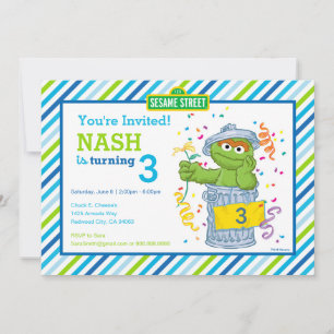 Sesame Street Oscar, Grouch Stripe Birthday Inbjudningar