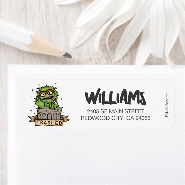 Sesame Street | Oscar i Grouch Traschade Returadress Etikett (Insitu)