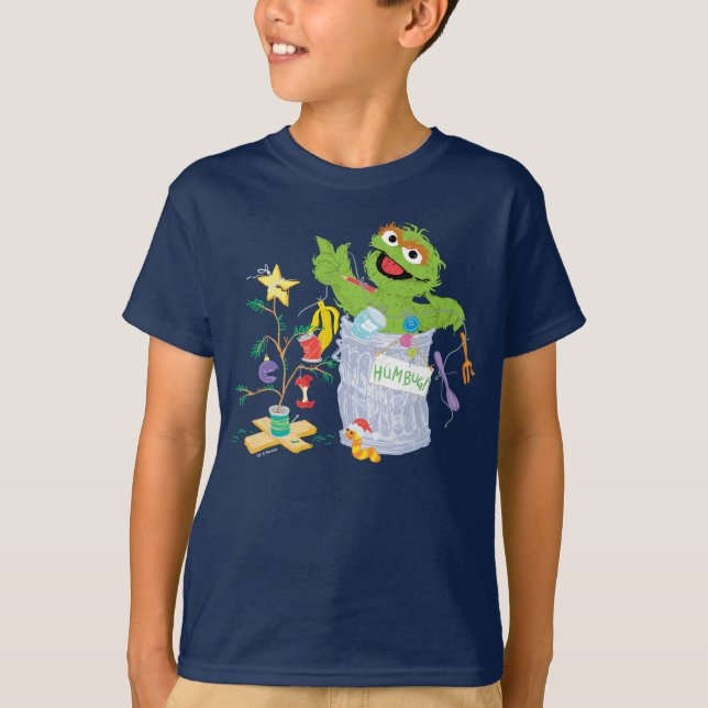 Sesame Street | Oscar - Julgran T Shirt (Framsida)