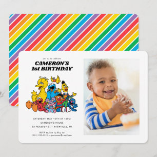 Sesame Street Pals 1st Birthday med Photo Inbjudningar
