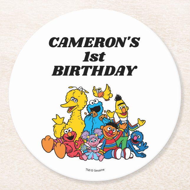 Sesame Street Pals 1st Birthday Underlägg Papper Rund (Framsidan)