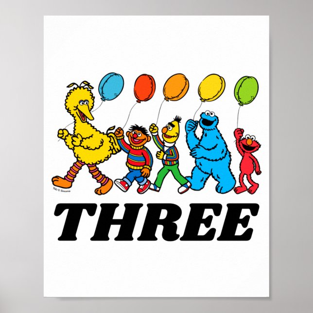 Sesame Street Pals 3rd Birthday Balloons Toddler  Poster (Framsidan)