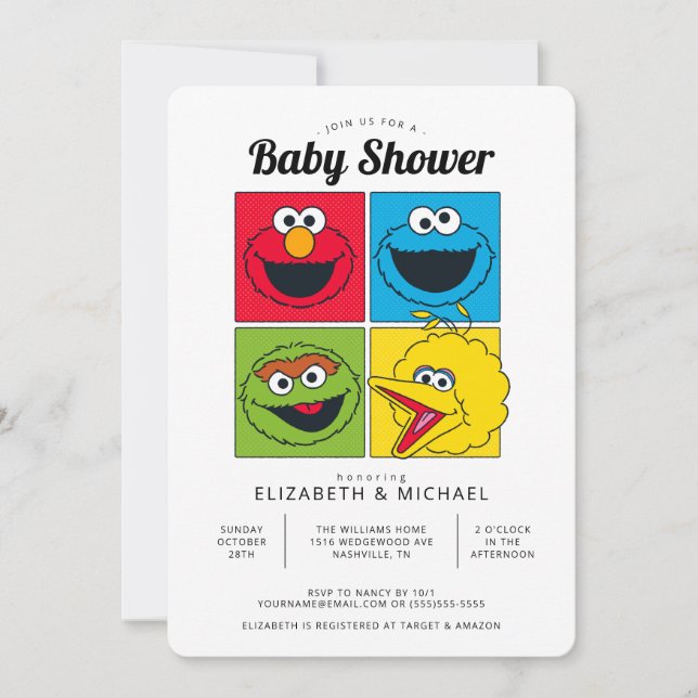 Sesame Street Pals Baby Shower-inbjudan Inbjudningar (Framsida)