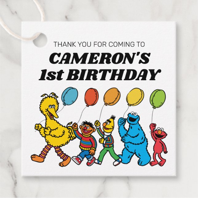 Sesame Street Pals Balloons Birthday Gåvor Etiketter (Framsida)