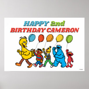 Sesame Street Pals Balloons Birthday Poster