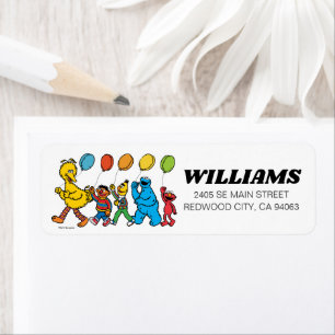 Sesame Street Pals Balloons Birthday Returadress Etikett